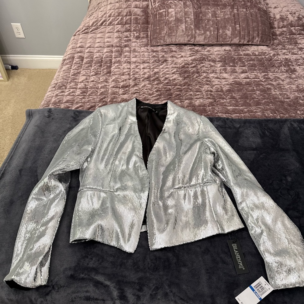 Blank NYC Silver Sequin Open Blazer